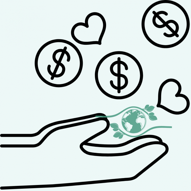 Mains avec argent et coeur